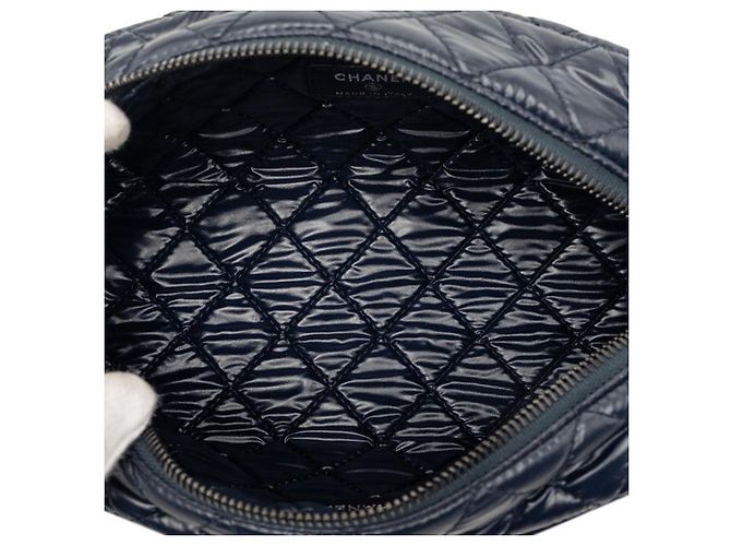 Chanel Coco Cocoon Handtasche Zubehörtasche Navy Nylon Leder Damen CHANEL Marineblau - Ansicht 4