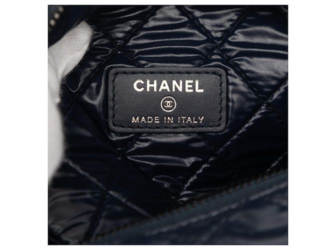 Chanel Coco Cocoon Handtasche Zubehörtasche Navy Nylon Leder Damen CHANEL Marineblau - Ansicht 5