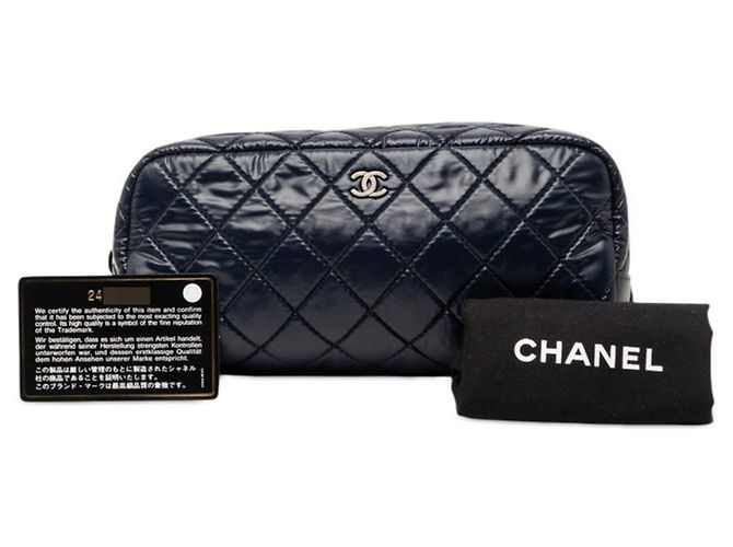 Chanel Coco Cocoon Handtasche Zubehörtasche Navy Nylon Leder Damen CHANEL Marineblau - Ansicht 7
