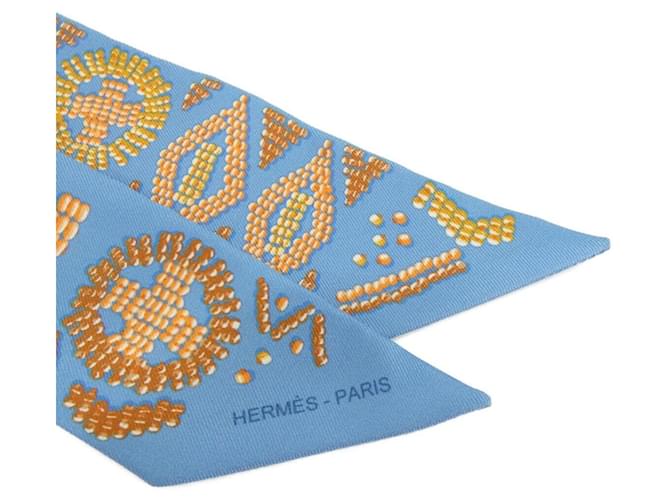 Hermès Sciarpa Muffler Twilly in Perle Hermes Kelly Blu - vista 2