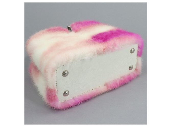 Bolso de mano/hombro Louis Vuitton Capucines MINI, cuero, piel de visón, blanco, protegido por RFID. Rosa - vista 5