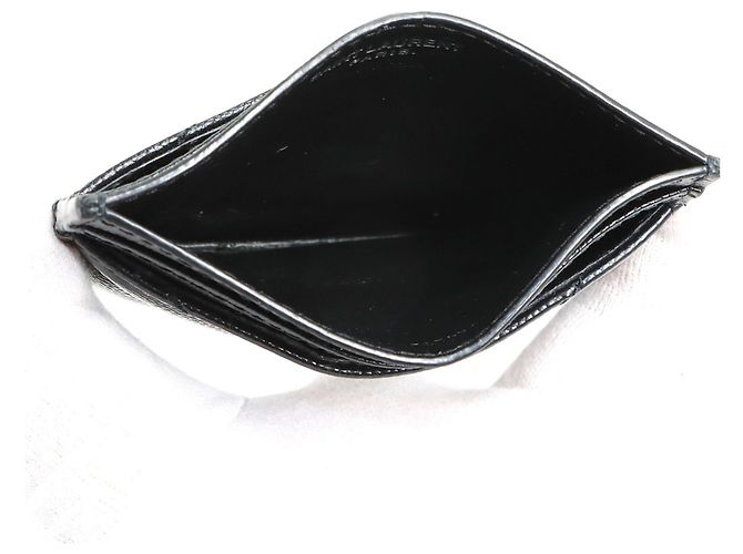 Saint Laurent Cassandra Business Card Holder/Card Case, Leather, Black, Case - view 6