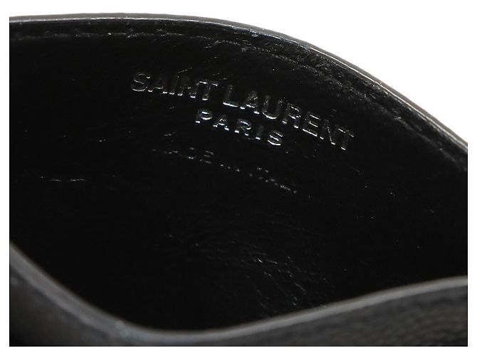Saint Laurent Cassandra Business Card Holder/Card Case, Leather, Black, Case - view 7