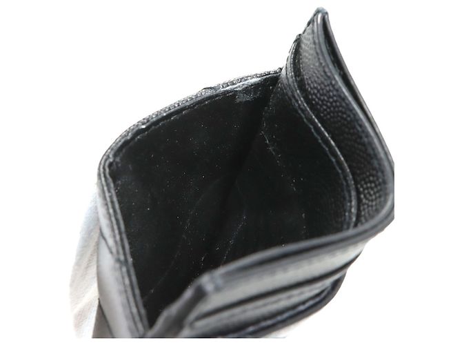 Saint Laurent Cassandra Business Card Holder/Card Case, Leather, Black, Case - view 9