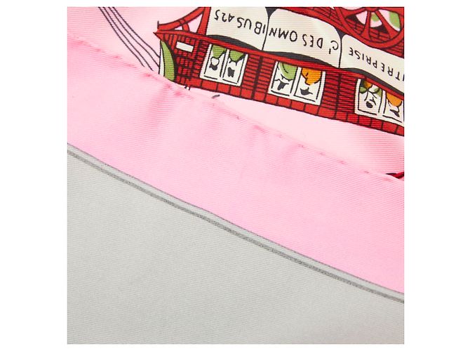 Foulard/Scaldacollo Hermès GIOCO DEGLI OMNIBUS E DELLE DONNE BIANCHE (Il Gioco degli Omnibus e delle Donne) in Seta Rosa, Donna HERMES - vista 5