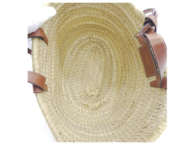 Céline Borsa a Spalla Celine Teen Triomphe Classic Panier Beige - vista 7