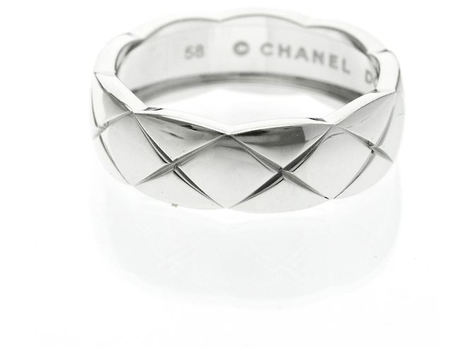 Anello Chanel Coco Crush Modello Medio Oro Bianco () Moda Anello Banda Argento Senza Pietra - vista 2