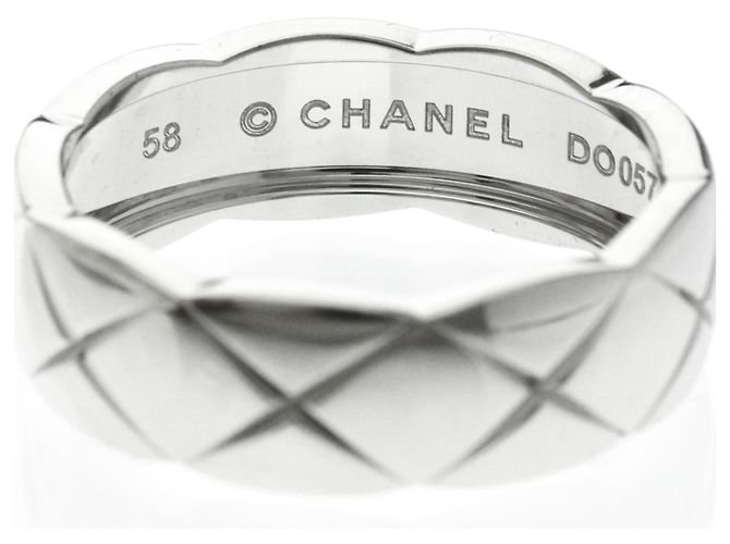Anello Chanel Coco Crush Modello Medio Oro Bianco () Moda Anello Banda Argento Senza Pietra - vista 5