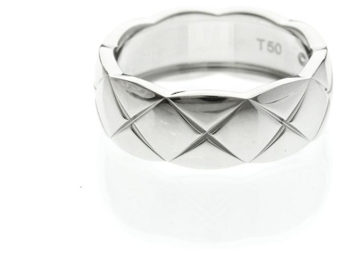 Anello Chanel Coco Crush Modello Medio Oro Bianco () Moda Anello Banda Argento Senza Pietra - vista 2