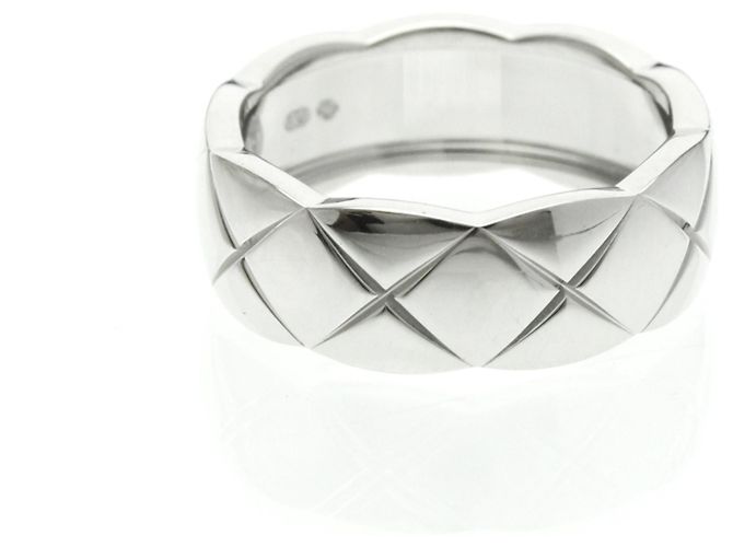 Anello Chanel Coco Crush Modello Medio Oro Bianco () Moda Anello Banda Argento Senza Pietra - vista 3