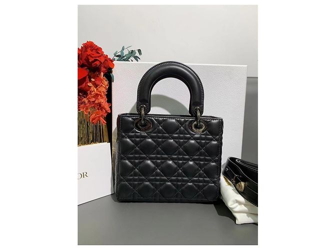 Borsa Lady Dior Dior in pelle di agnello nera Nero - vista 2
