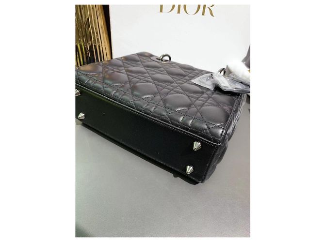 Borsa Lady Dior Dior in pelle di agnello nera Nero - vista 4