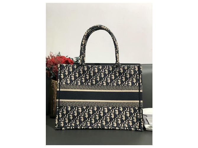 Borsa shopping Dior stampa floreale blu media Nero - vista 2