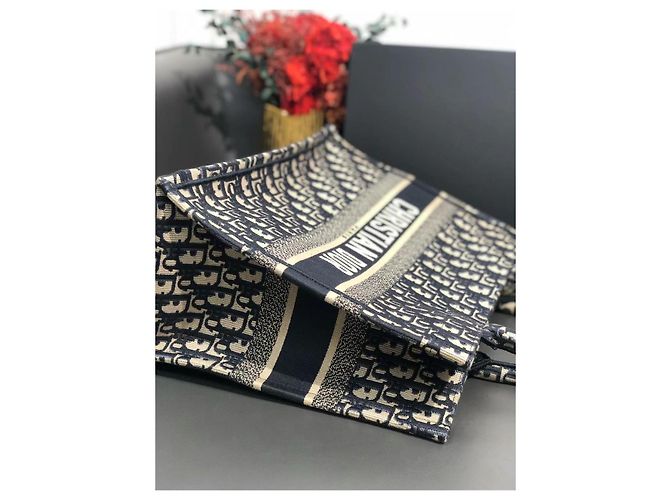 Borsa shopping Dior stampa floreale blu media Nero - vista 6