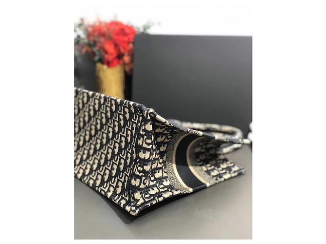 Borsa shopping Dior stampa floreale blu media Nero - vista 9