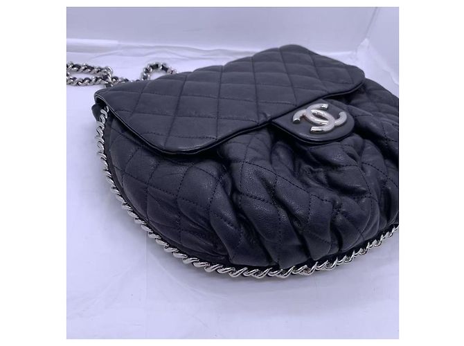 Chanel borsa a catena CF Cloud nera in pelle argento Nero - vista 3