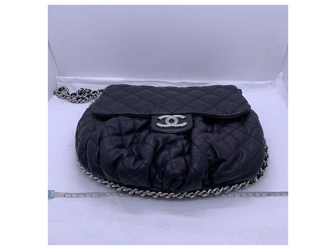 Chanel borsa a catena CF Cloud nera in pelle argento Nero - vista 4