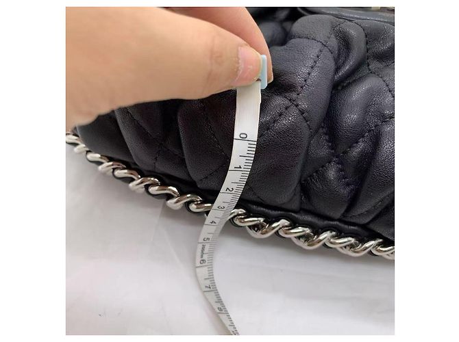 Chanel borsa a catena CF Cloud nera in pelle argento Nero - vista 5