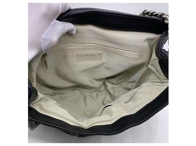 Chanel borsa a catena CF Cloud nera in pelle argento Nero - vista 8