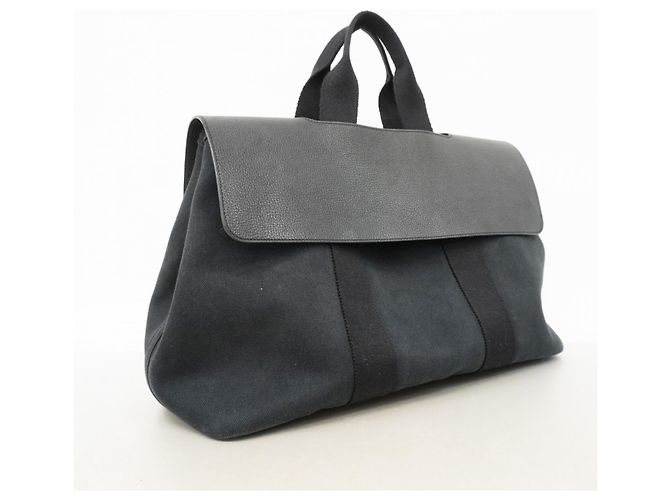 Borsa Hermès Valparaiso MM Toile Chevron Nero - vista 2