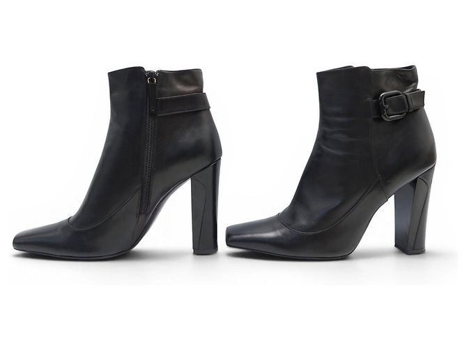 BOTAS ANKLE LOUIS VUITTON 38 EN CUERO IRIDISCENTE NEGRO - vista 2