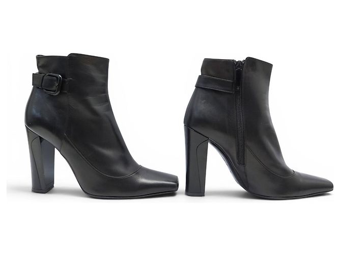 BOTAS ANKLE LOUIS VUITTON 38 EN CUERO IRIDISCENTE NEGRO - vista 3