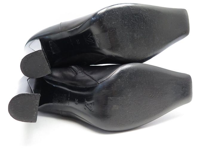 BOTAS ANKLE LOUIS VUITTON 38 EN CUERO IRIDISCENTE NEGRO - vista 6