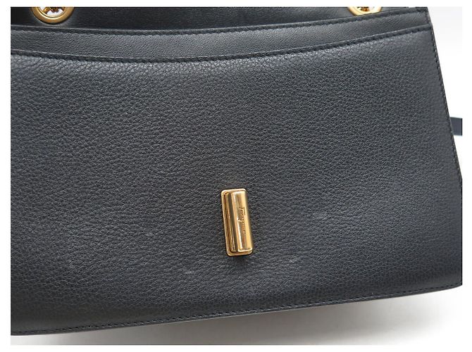 BORSA A MANO SALVATORE FERRAGAMO GANCINI IN PELLE GRAIN NERA Nero - vista 15