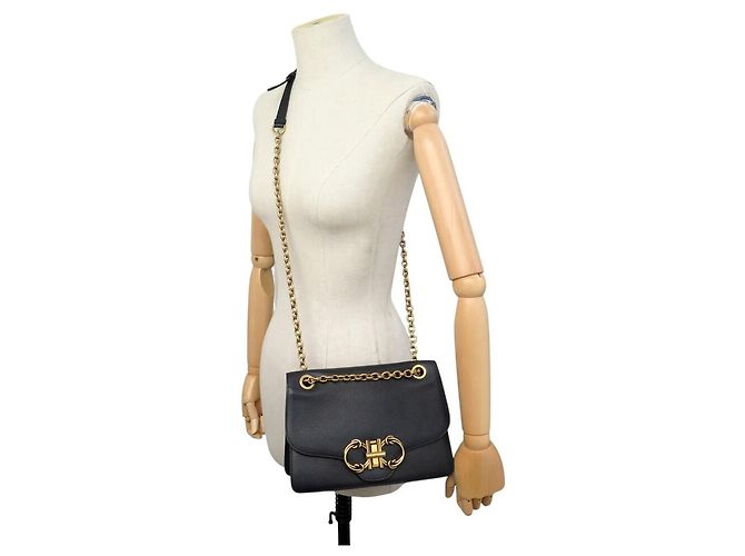 BORSA A MANO SALVATORE FERRAGAMO GANCINI IN PELLE GRAIN NERA Nero - vista 7