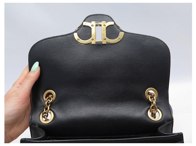 BORSA A MANO SALVATORE FERRAGAMO GANCINI IN PELLE GRAIN NERA Nero - vista 9
