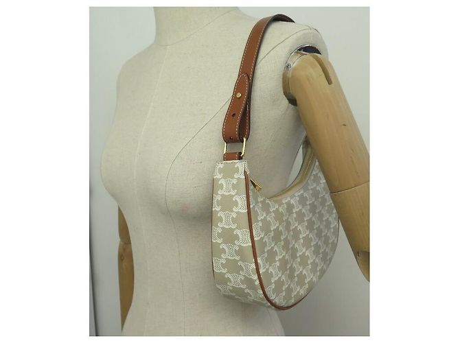 Céline NUOVO BORSO A MANO CELINE AVA IN CANVAS TRIONFO BEIGE 193952 - vista 7