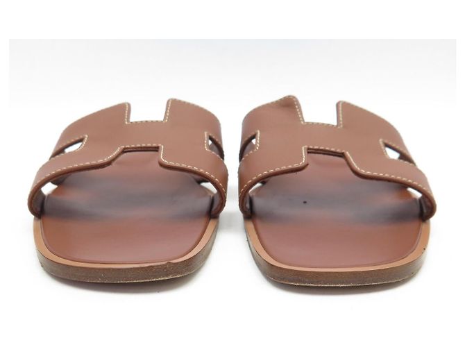 Hermès MULES HERMES ORAN H021056Z2 38.5 CUOIO BOX MARRONE SANDALI SCARPE - vista 4