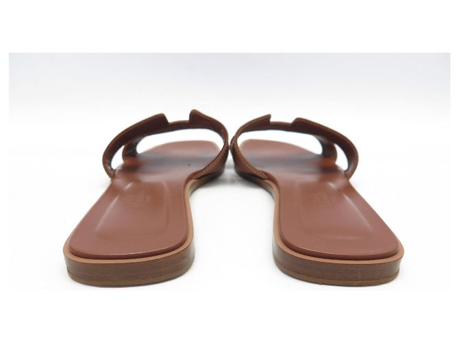 Hermès MULES HERMES ORAN H021056Z2 38.5 CUOIO BOX MARRONE SANDALI SCARPE - vista 5