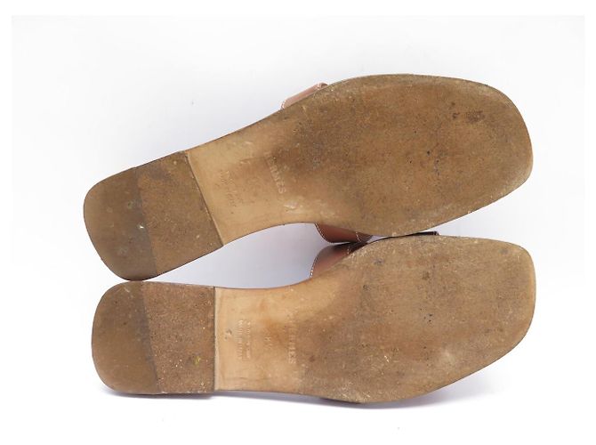 Hermès MULES HERMES ORAN H021056Z2 38.5 CUOIO BOX MARRONE SANDALI SCARPE - vista 6