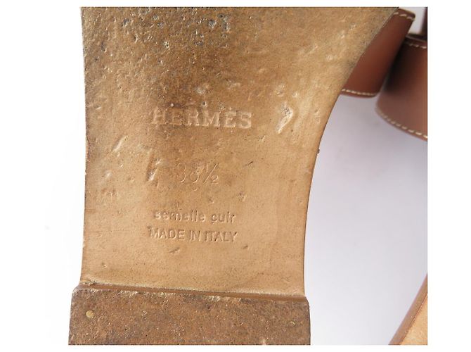 Hermès MULES HERMES ORAN H021056Z2 38.5 CUOIO BOX MARRONE SANDALI SCARPE - vista 7