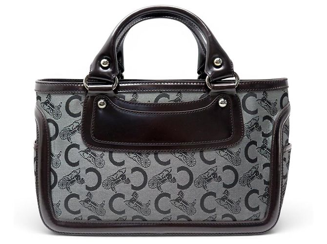 Céline NUOVO BORSO A MANO CELINE BOOGIE IN CANVAS SULKY CON MONOGRAMMA GRIGIO IN PELLE Marrone - vista 2