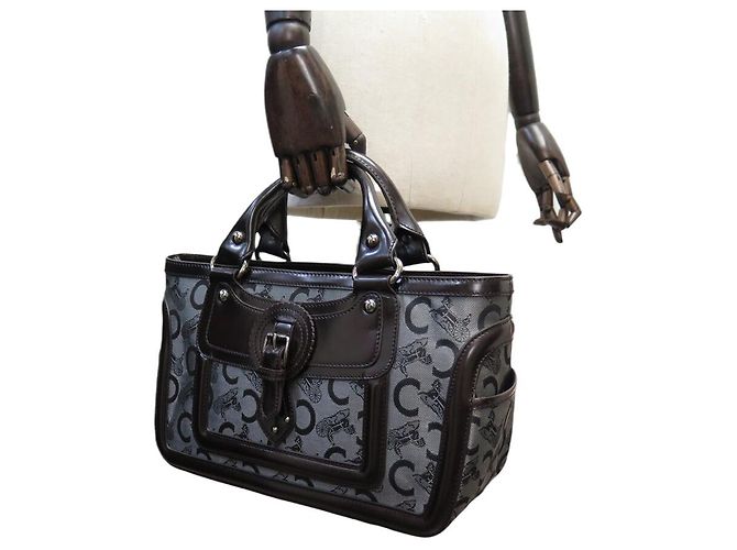 Céline NUOVO BORSO A MANO CELINE BOOGIE IN CANVAS SULKY CON MONOGRAMMA GRIGIO IN PELLE Marrone - vista 7
