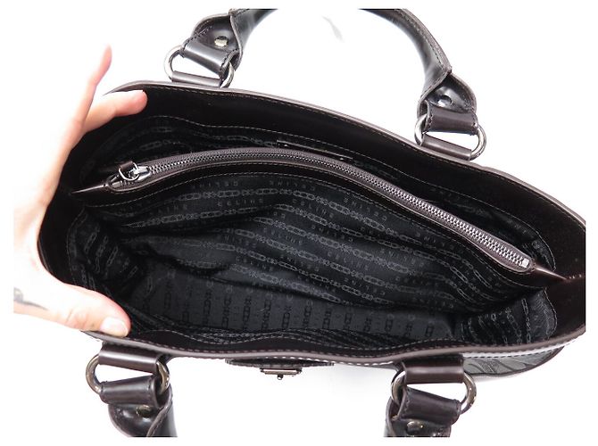 Céline NUOVO BORSO A MANO CELINE BOOGIE IN CANVAS SULKY CON MONOGRAMMA GRIGIO IN PELLE Marrone - vista 8