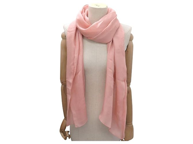 CHANEL CAMELIA SCIARPA 64X200 IN MUSLINA DI SETA ROSA - vista 4