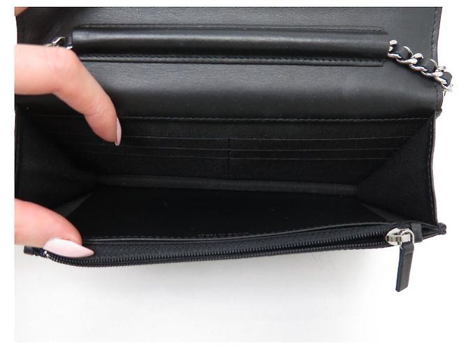 NUOVA BORSA A MANO CHANEL WALLET ON CHAIN TIMELESS IN PELLE CHEVRON WOC BAG Nero - vista 10