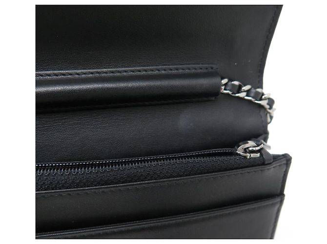 NUOVA BORSA A MANO CHANEL WALLET ON CHAIN TIMELESS IN PELLE CHEVRON WOC BAG Nero - vista 12