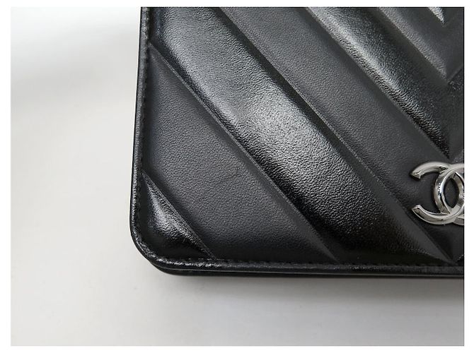 NUOVA BORSA A MANO CHANEL WALLET ON CHAIN TIMELESS IN PELLE CHEVRON WOC BAG Nero - vista 14