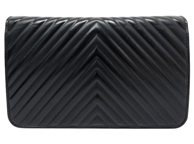 NUOVA BORSA A MANO CHANEL WALLET ON CHAIN TIMELESS IN PELLE CHEVRON WOC BAG Nero - vista 2