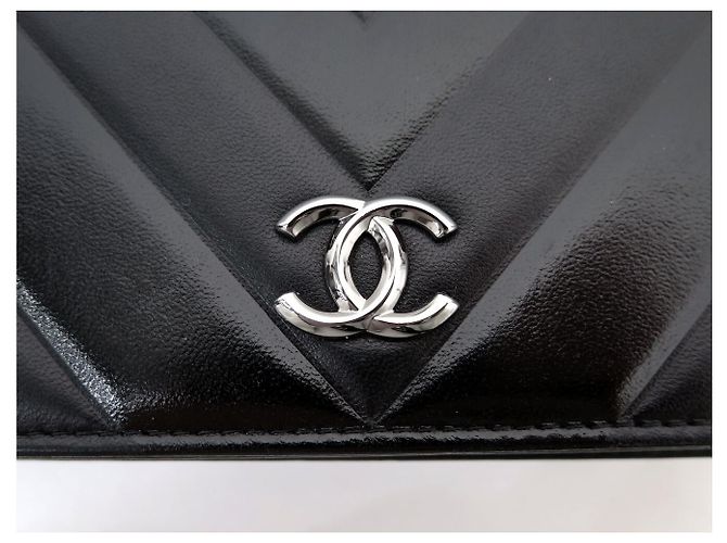 NUOVA BORSA A MANO CHANEL WALLET ON CHAIN TIMELESS IN PELLE CHEVRON WOC BAG Nero - vista 6