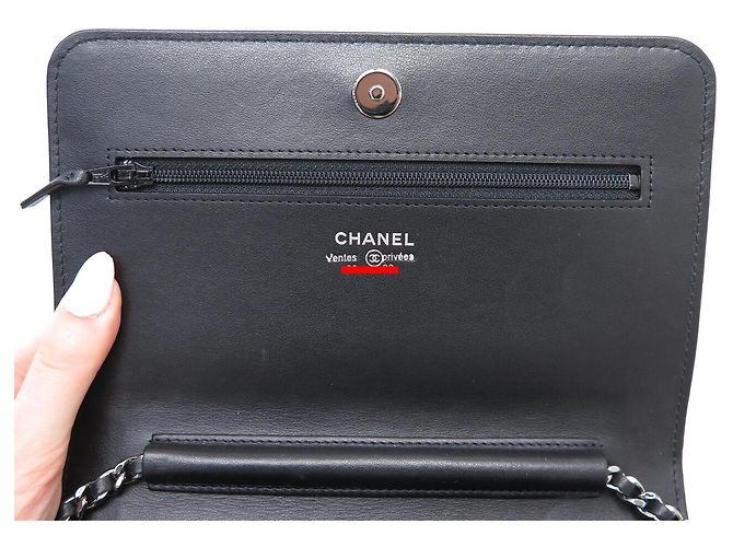NUOVA BORSA A MANO CHANEL WALLET ON CHAIN TIMELESS IN PELLE CHEVRON WOC BAG Nero - vista 7