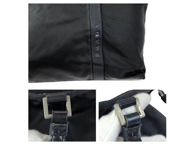 Tote Borsa a spalla in nylon e pelle nera Prada Nero - vista 5