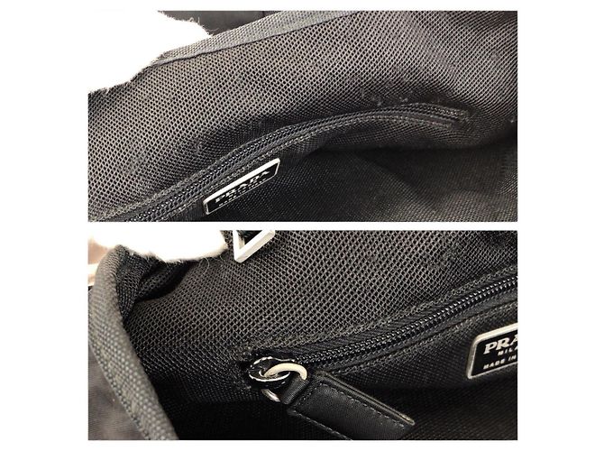 Tote Borsa a spalla in nylon e pelle nera Prada Nero - vista 6