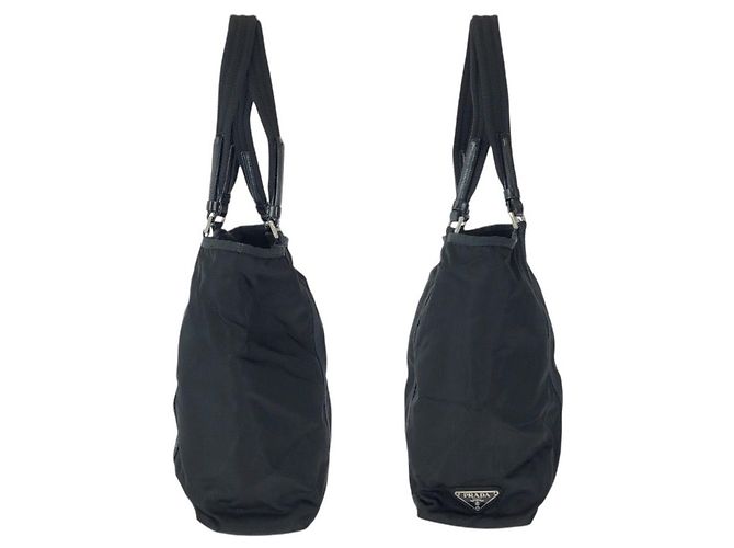 Tote Borsa a spalla in nylon e pelle nera Prada Nero - vista 8