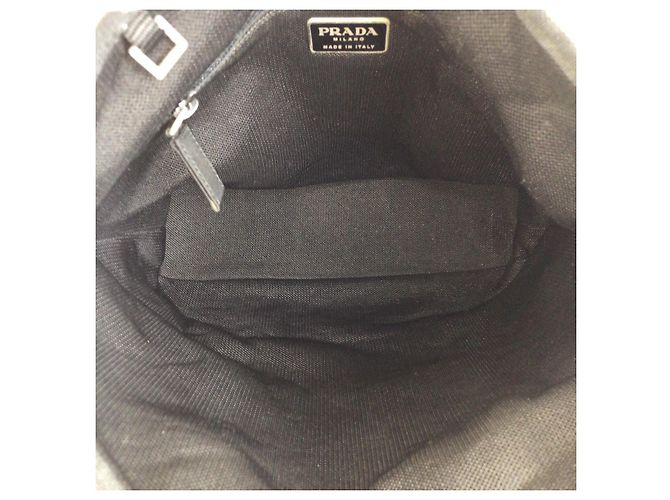 Tote Borsa a spalla in nylon e pelle nera Prada Nero - vista 9