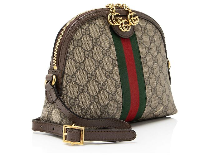 Bolsa de Ombro Pequena Dome Ophidia GG Supreme da Gucci Marrom Bege - vista 2